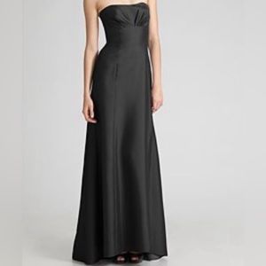 Amsale strapless A line black dress worn 1x size 8